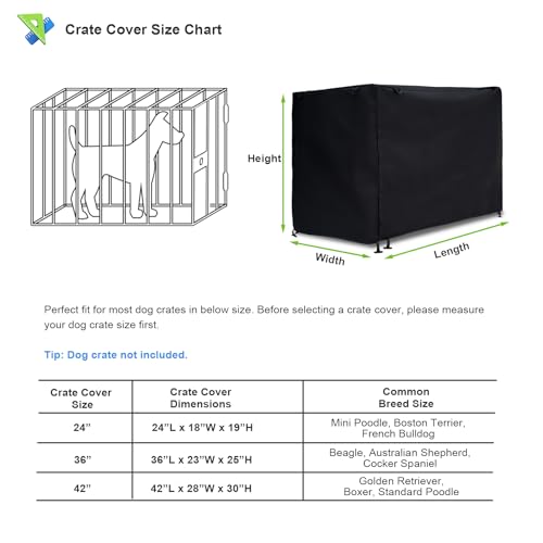 Dog Crate Cover 36in Pet Kennel Cover 36’’L*23’’W*25‘’H (Black / 36.0"L x 23.0"W x 25.0"H)
