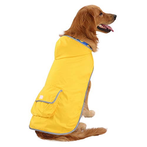2-in-1 Reversible Dog Raincoat Hooded Poncho Rain Jacket YLW Duck L (Large / Ducks / Yellow)