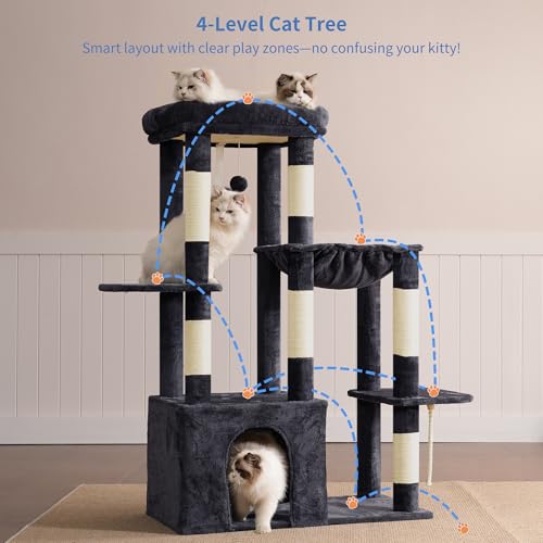 Heavy Duty Cat Tree with Large Base for Large Indoor Cats HCT026G (Smoky Gray / L)
