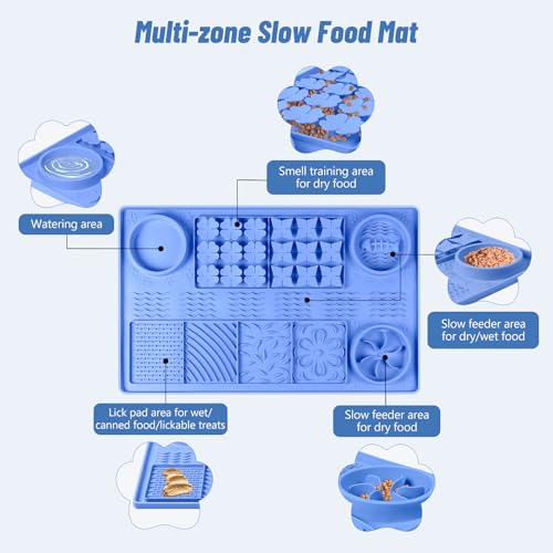Silicone Lick Mat for Dogs 32"x 20" Large Slow Feeder Mat (Blue:32"x20")