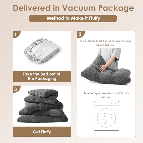 Washable Large Dog Bed for Crate (Charcoal / 35" x 23"x 3.5")