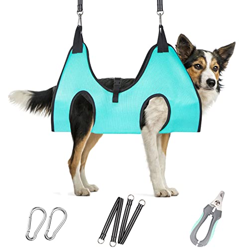 Dog Grooming Hammock (L for Large Dogs 50LB / Green)