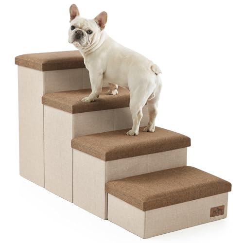Dog Stairs with Storage (Brown / 38.1"L x 17"W x 22"H)