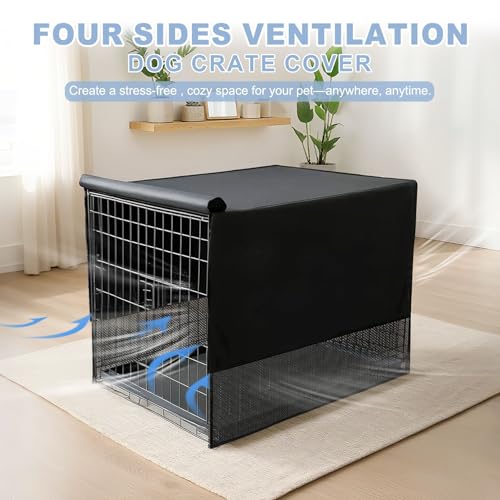 Breathable Dog Crate Cover (24"L x 18"W x 20"H / Black+Black)
