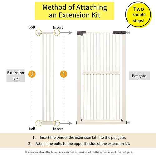 55.12" Extra Tall Pet Gate Extension Kit 8.27" Wide Cream (55.12" H-cream / 8.27" W, Extension)