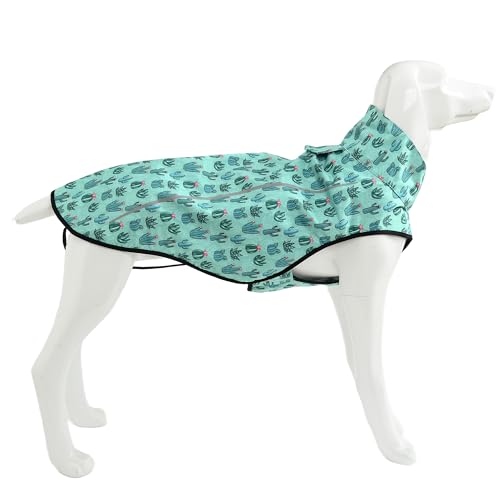 Dog Raincoat Adjustable Waterproof Reflective Rain Jacket for Small Medium Large Dogs (S Chest 22"-25" / Green Cactus)