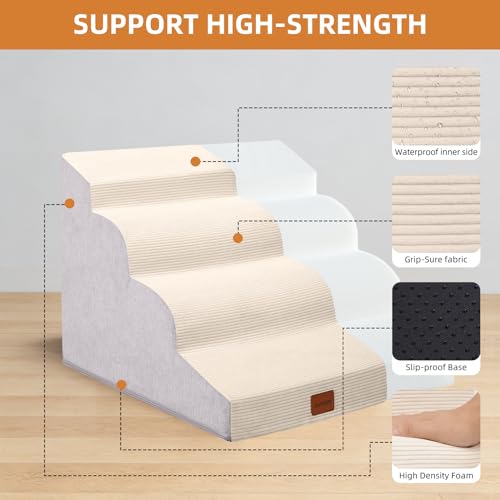 Dog Stairs for Small Dogs (Beige / 15.7x28.3x19.7in)