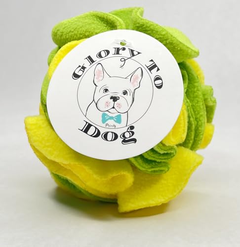 Puppy Small Breed Snuffle Dog Puzzle Ball Toy Yellow and Green (Lemon-Lime / Small)