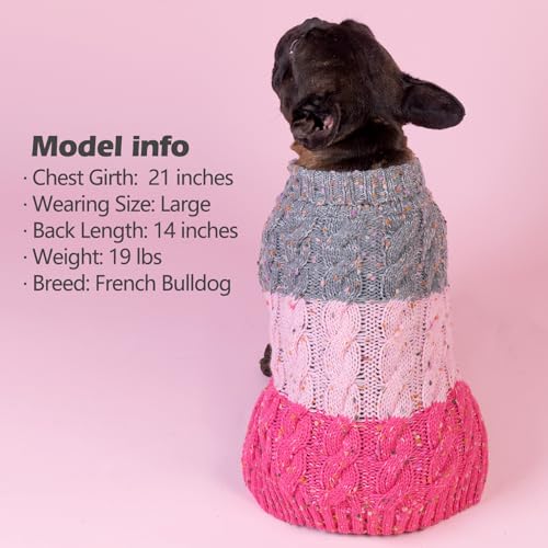 Color Block Dog Sweater for Small Dogs Turtleneck Thermal Knit (X-Small (4-6lbs) / 02# Pink)