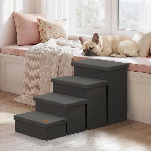 Dog Stairs with Storage (Dark Grey No Condo / 4)