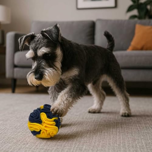 Puppy Small Breed Snuffle Ball Toy Bright Yellow & Royal Blue (Yellow and Blue / Small)