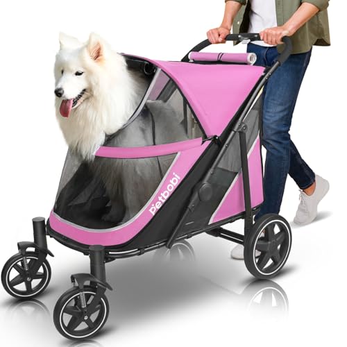Dog Stroller for Large Medium Dogs up to 80 lbs (Pink)