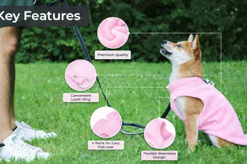 Dog Fleece Vest Sweater w (XL (17-25lbs) / Pink Lemonade)