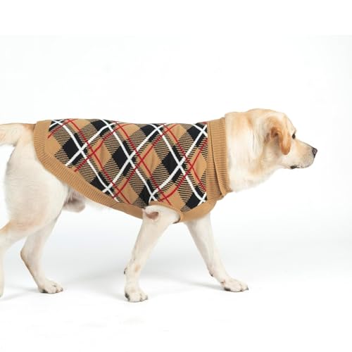 Fall Dog Sweater for Small Medium Large Dogs (Beige / Large(Back Length 20"))