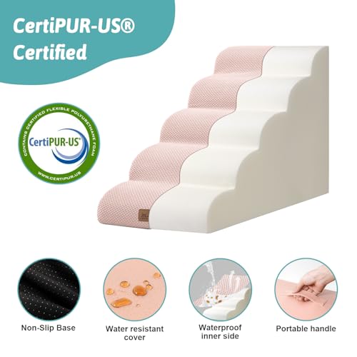 Dog Stairs for Small Dog 22.6" H (Pink / Standard:15.7"x33"x22.6")