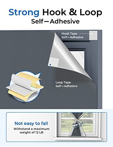 Blackout Curtains for Bedroom 50"x57" Portable No Drill Blackout Blinds with Heat (Gray / 57"W x 50"H)