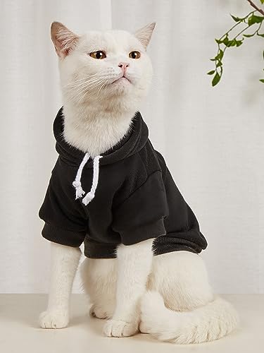 Basic Dog Hoodie Sweatshirt Puppy Sweater Warm Cat Costumes Pet Clothes for Chihuahua Puppy Kitten Small Medium Dogs Black and Grey X (X-Large / Black and Grey)