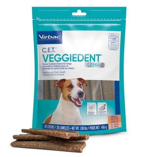C.E.T. Veggiedent Fr3sh Plaque and Tartar Control Chews for Dogs (Small Dog 11-22lbs)