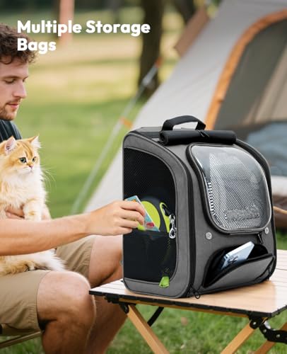 Cat Backpack Carrier (Gray / 12.6"L x 10.2"W x 16.5"H)
