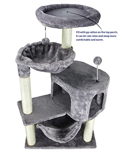 Cat Tree with Cat Condo and Big Hammock (39.4'' Grey)
