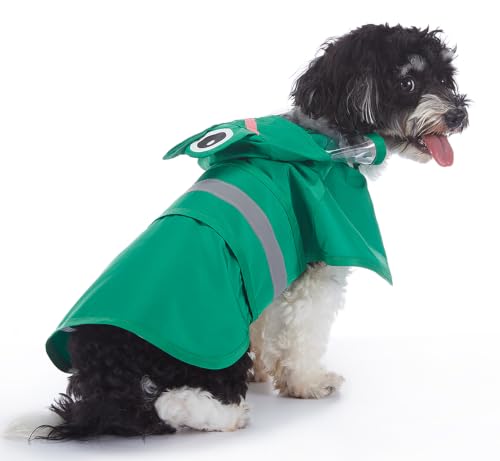 Dog Raincoat Hooded Reflective Waterproof Slicker Poncho (Frog / M(5-7 pound))