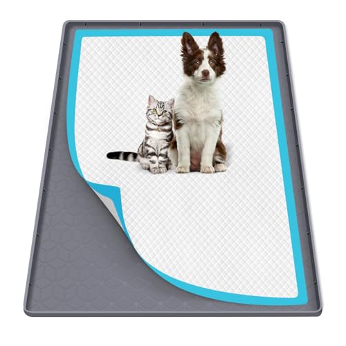 Pee Pad Holder for Dogs 34''x22'' Silicone Puppy Pee Pad Tray (Dark Grey)