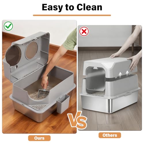 Stainless Steel Litter Box with Lid (X-Large (Enclosed))