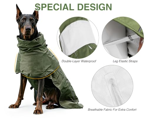 Dog Raincoat with Hood (Green (Mesh Lining) / 3XL)