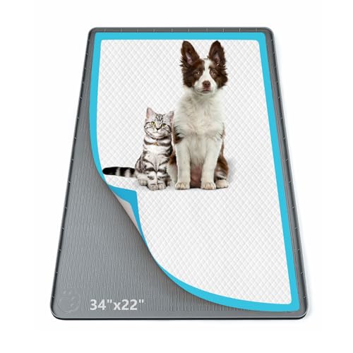 Pee Pad Holder for Dogs 34''x22'' Silicone Puppy Pee Pad Tray (Dark Grey)