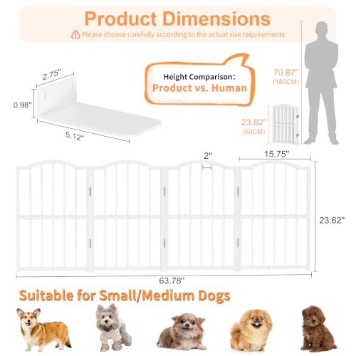 Dog Gate Indoor (White / 4 Panel-23.62''H, Up to 63''W)