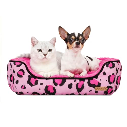 Rectangle Washable Dog Bed for Large (Pink / Small(18.9"x18.9"x6.3"))