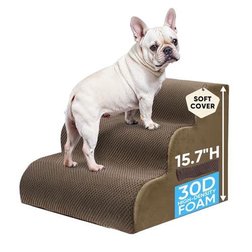 3 Step Pet Stairs for High Beds & Sofas (Brown / 3-step 15.7"H)