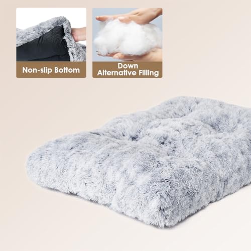 Fluffy Dog Crate Bed (Grey / 47 x 35)