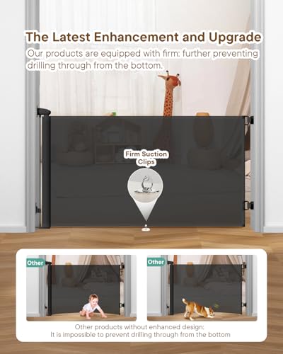 Retractable Baby Gates (Black / 34" Tall x 55" Wide)