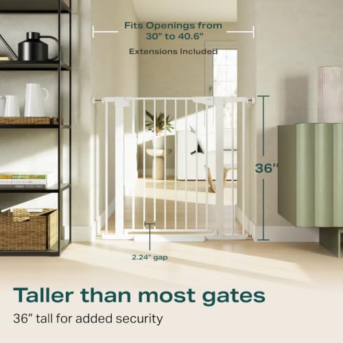 36 in Extra Tall Baby Gate for Doorways (White / 30-40.6"W x 36"H)