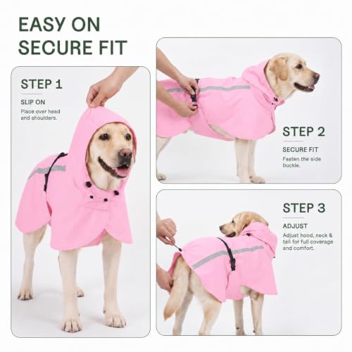 Stretch Fabric Dog Raincoat with Hood (Cherry Blossom Pink / Small)