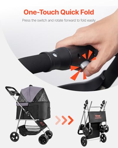 Pet Stroller 35 lbs Weight Capacity (4 wheels, For Pets up to 35 Pound)