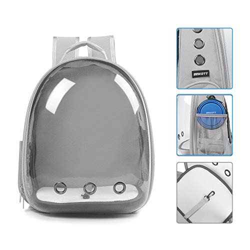 Cat Backpack Carrier Breathable Pet Travel Bag for Cats Dogs Bunny (GREY / 13.9"L x 9.8"W x 16.5"H)