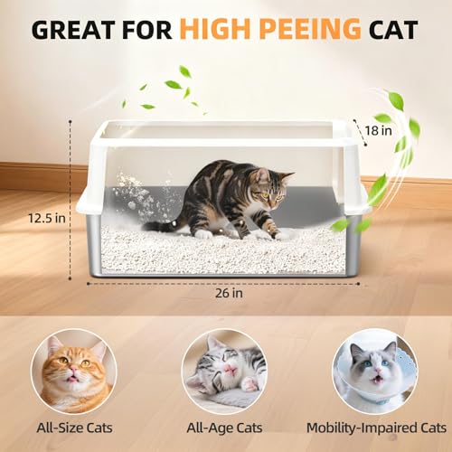 XXL Stainless Steel Cat Litter Box (24 - White (Pack of 1))