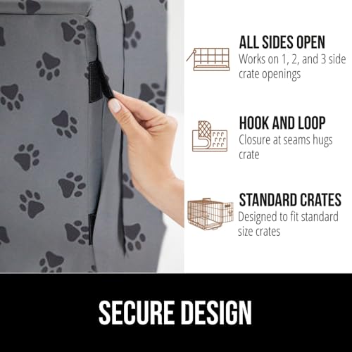 Dog Crate Covers (Gray Black Paw / 48" X 30" X 33")