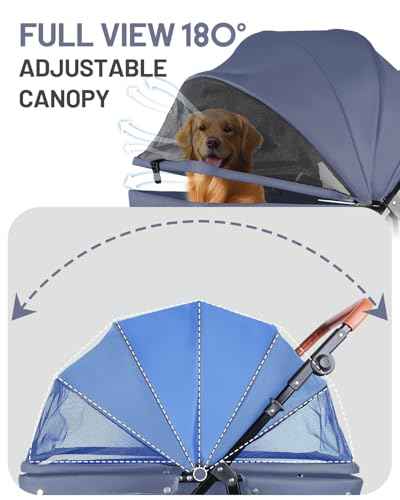 Dog Stroller for Medium & Large Dogs Up to 66 lbs (Navy Blue)