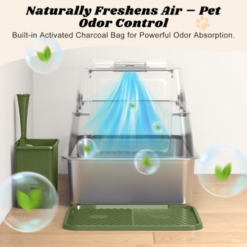 Stainless Steel Litter Box (Olive Green / X-Large)