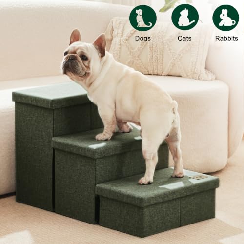 Dog Stairs for High Bed (Dark Green / 29.5" X 17" X 17.7" H)
