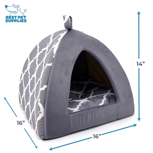 Cat Bed for Indoor Cat (Gray Lattice / 19" x 19" x H:19")