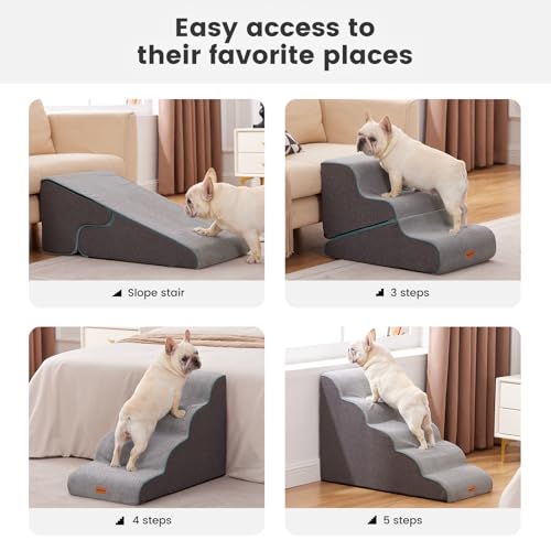 Dog Stairs for Small Dogs 16.5" H (Grey / 2 in 1 15.7"x26.7"x16.5")
