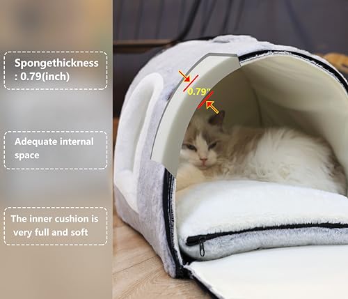 cat Bed cave cat beds for Indoor Cats (L:(20.4"×15.5"×15") / Gray)