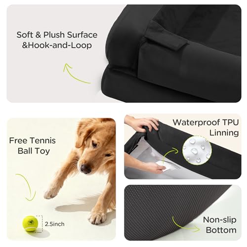 Waterproof Orthopedic Dog Bed for Medium Large Sized Dogs (36 x 27 x 7.5 in / Black)