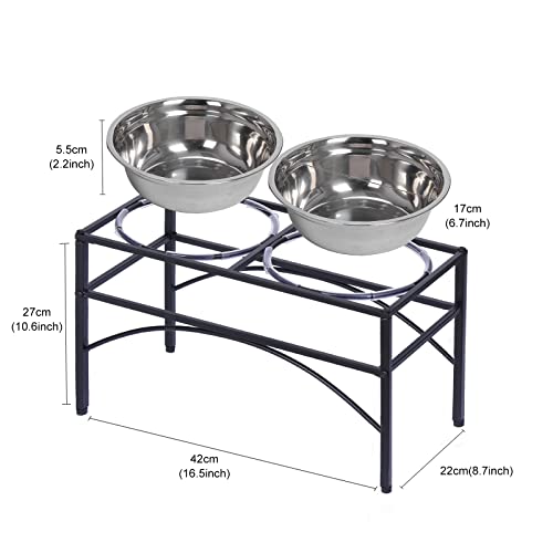 Elevated Dog Bowls Raised Pet Feeder Cat Food Water Diner Stand Set (M/10.7" Height)