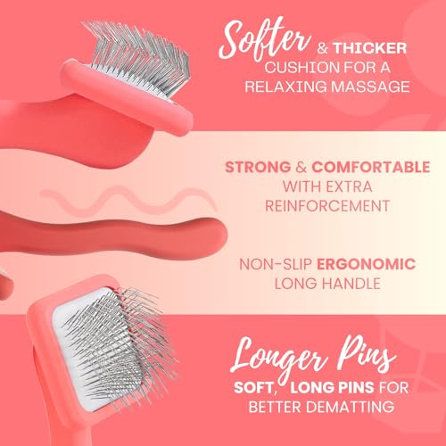 Slicker Brush for Dogs (Coral / Flat Small)