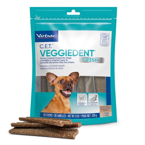 C.E.T. Veggiedent Fr3sh Plaque and Tartar Control Chews for Dogs (Extra Small Under 11lbs)